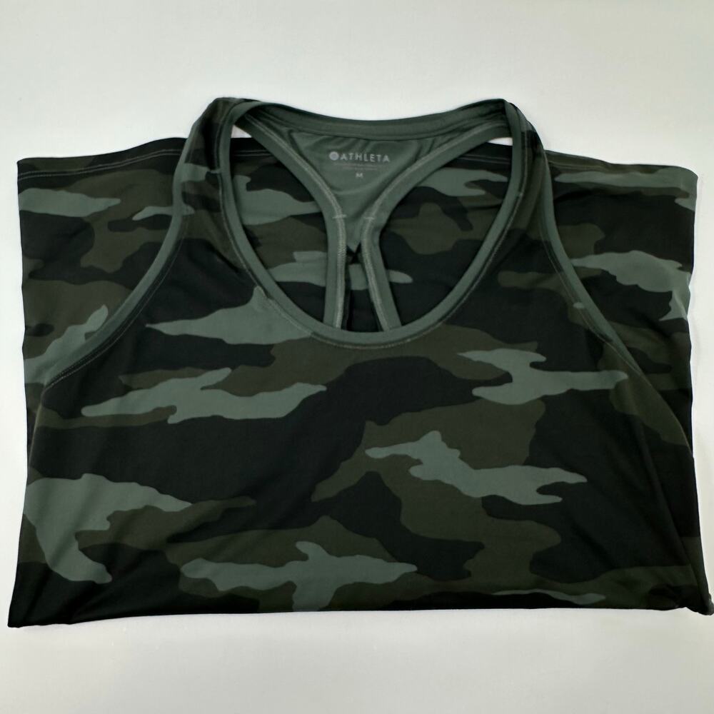 Athleta Limitless Camo Tank Womens Medium Athletic Tank Racerback Green